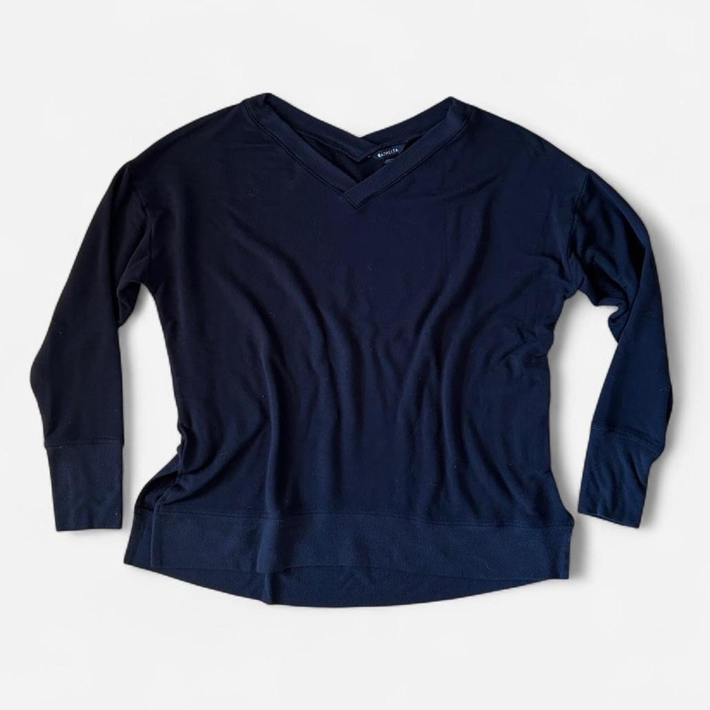 Soft Athleta Coaster Luxe V-Neck Black Sweatshirt Size XL